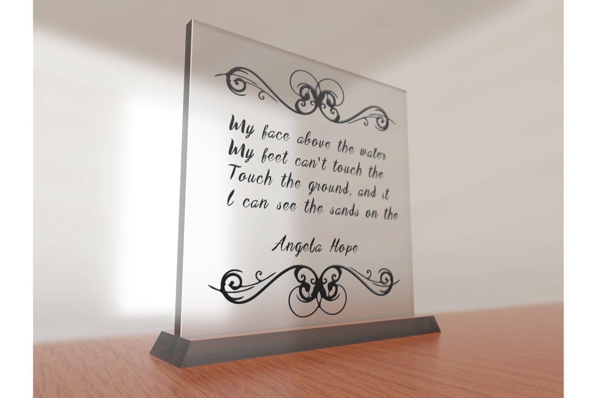 Transparent award using the Angela Hope font.