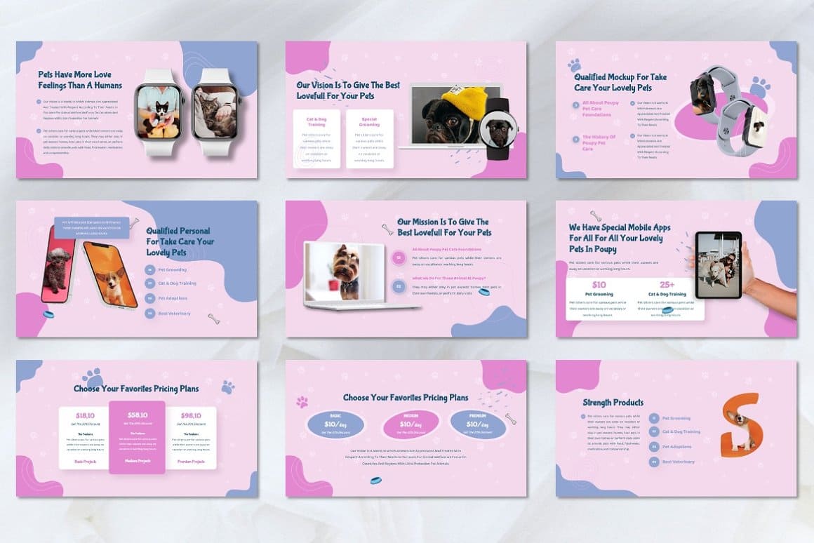 More Google slides: Qualified mockup for take care of your lovely pets.