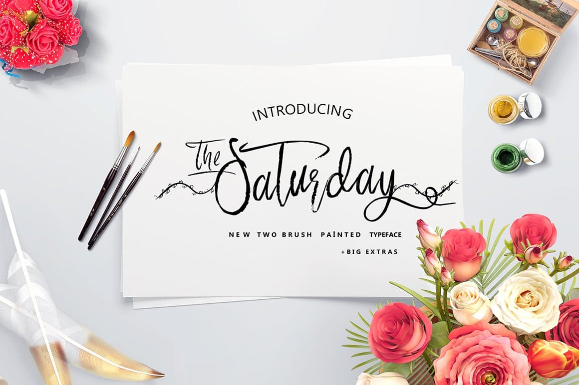 Introducing the Saturday font new two brush painted typeface + big extras.