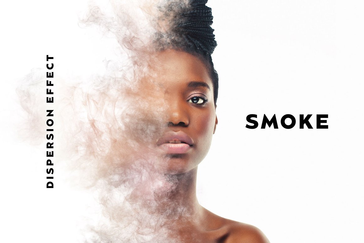 Photo of a girl with smoke superimposed.