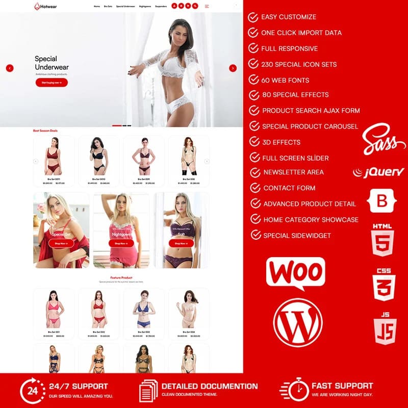 Special underwear of Hotwear - Lingerie Store WooCommerce WordPress Theme.