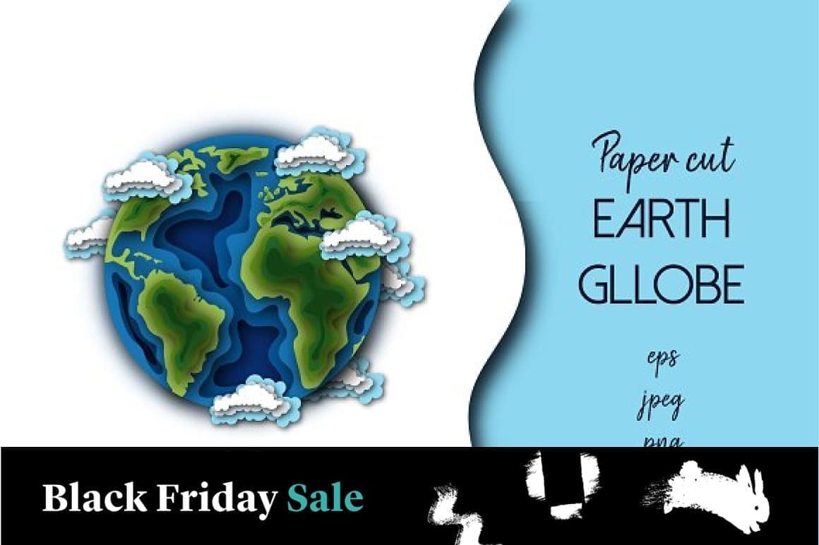 "Paper cut Earth globe" is written on a blue background.