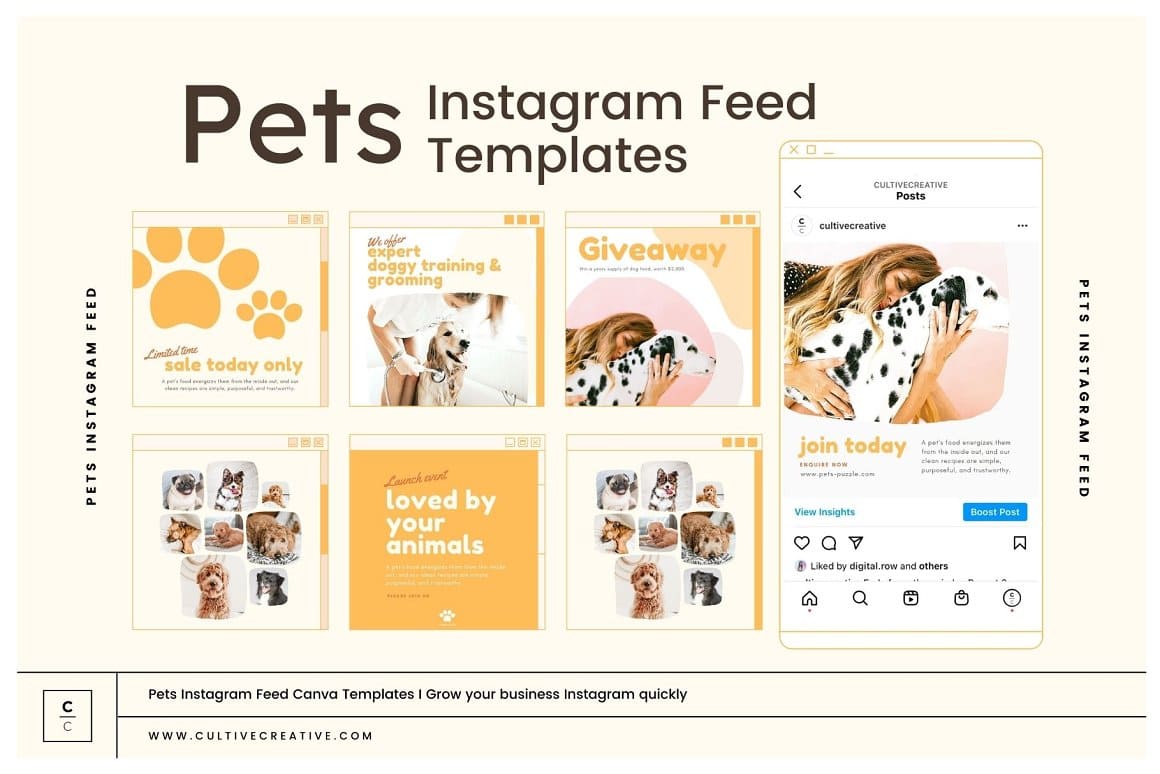 Pets Instagram feed templates.