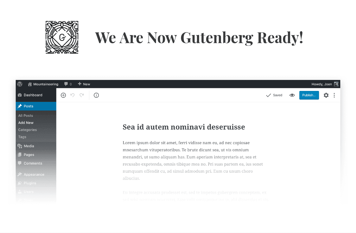 Inscription "We are now gutenberg ready".