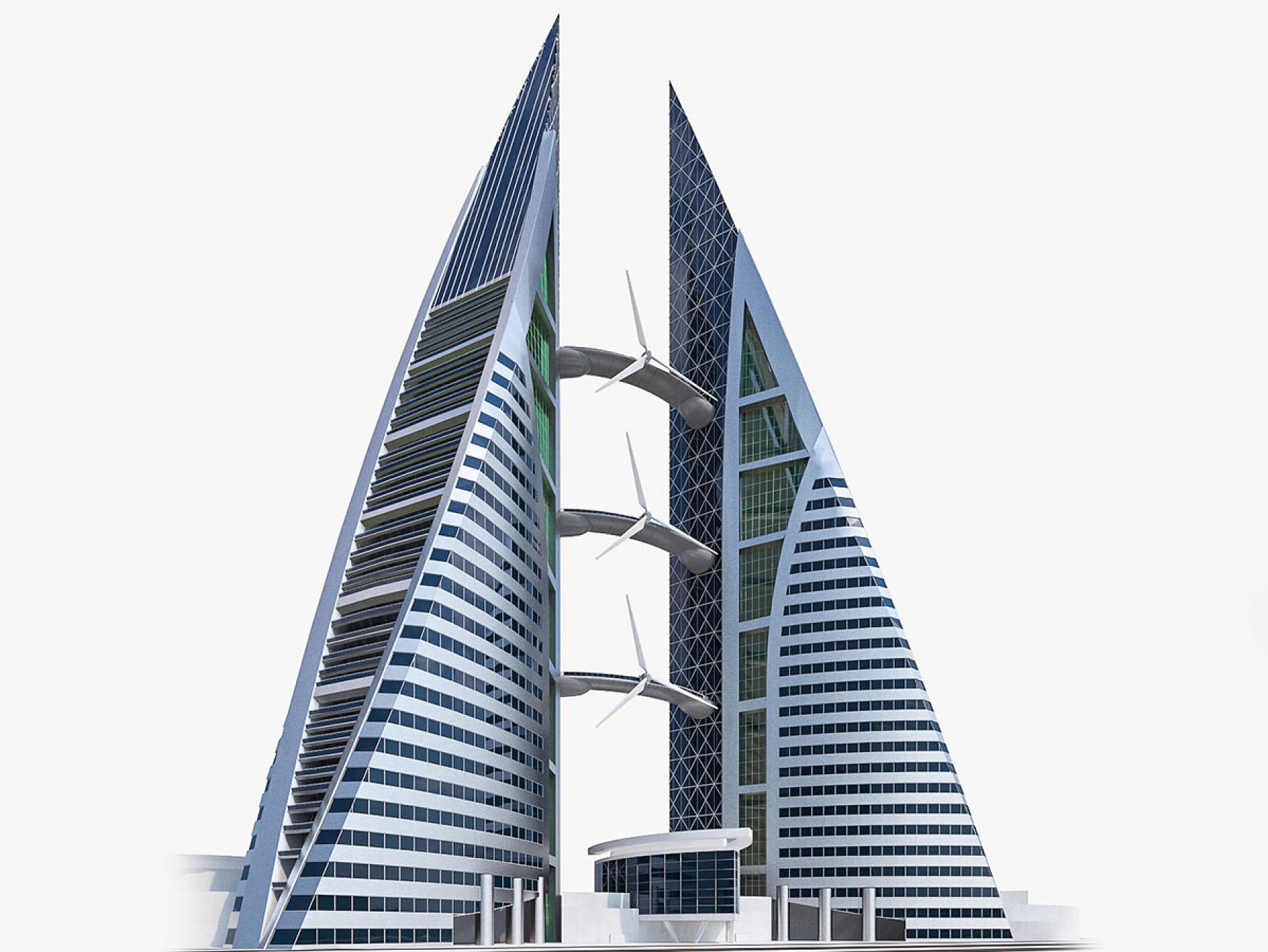 This is a real-world-size model of Bahrain World Trade Center made by the professional architect.