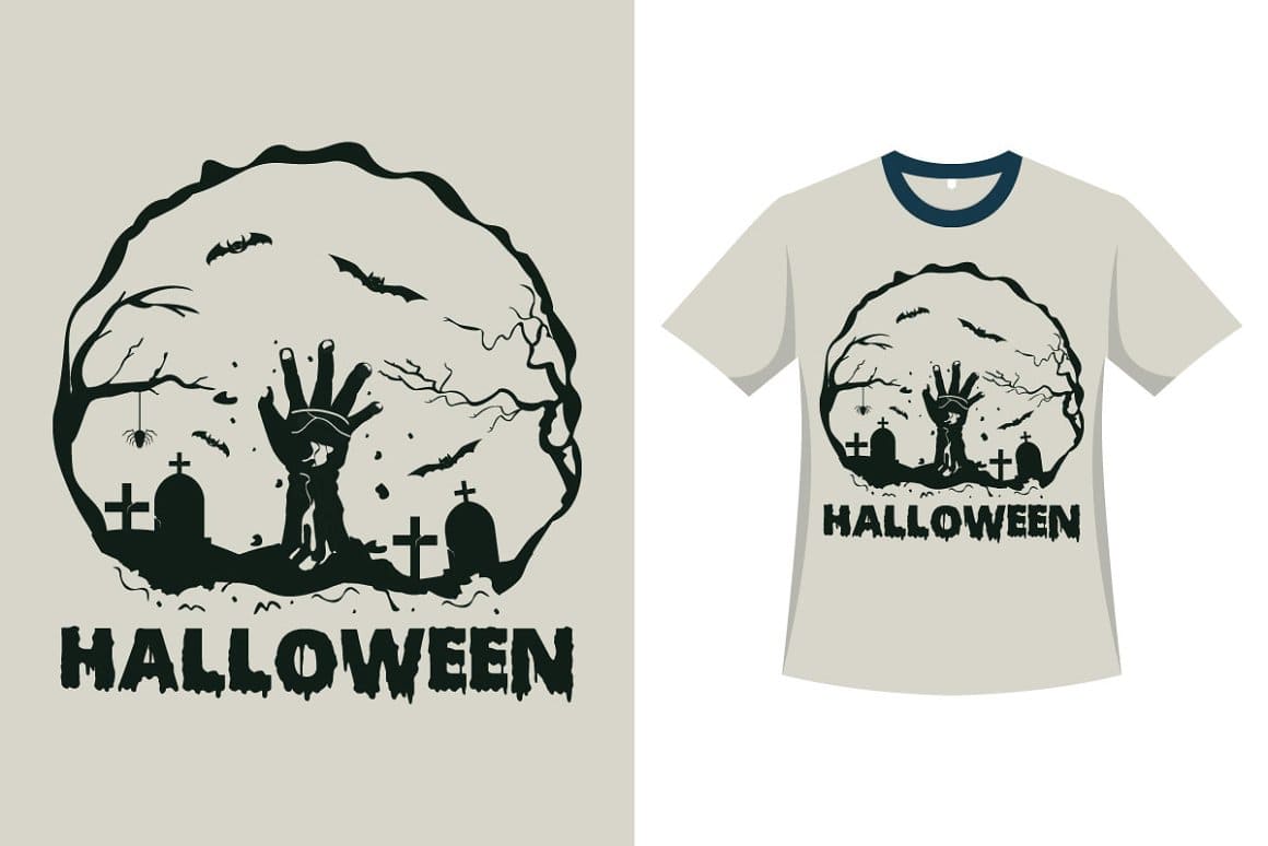 Halloween Silhouette Vintage T-shirt.