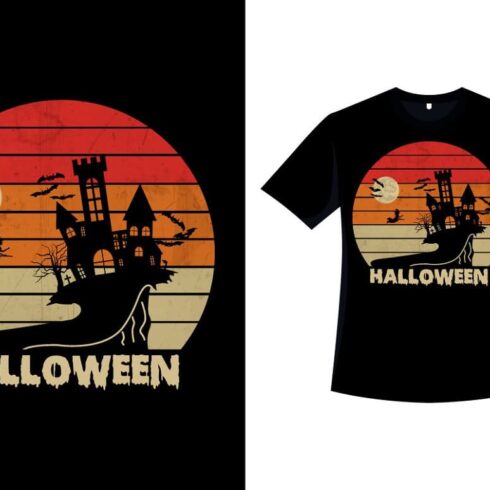 Halloween Retro T-shirt Design Print.