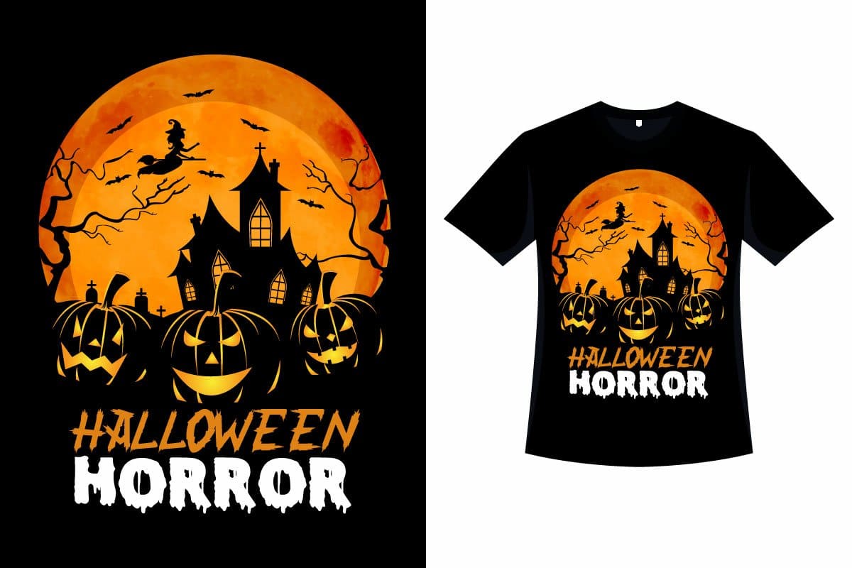 Halloween Vintage T-shirt Vector Design.