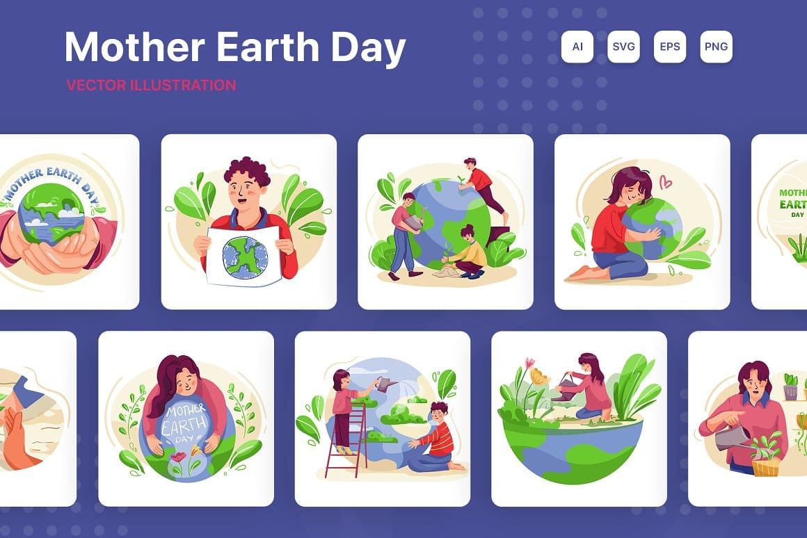 Vector illustration for Mother Earth Day.