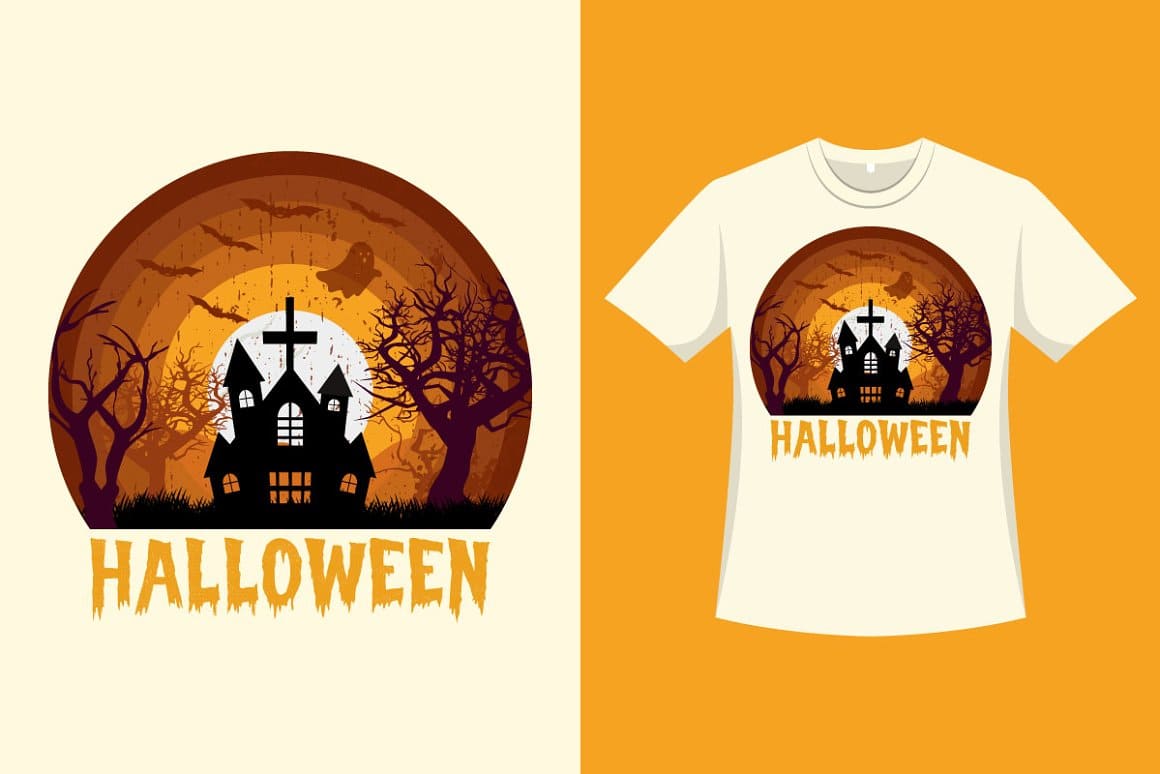 Halloween Vintage T-shirt Vector.