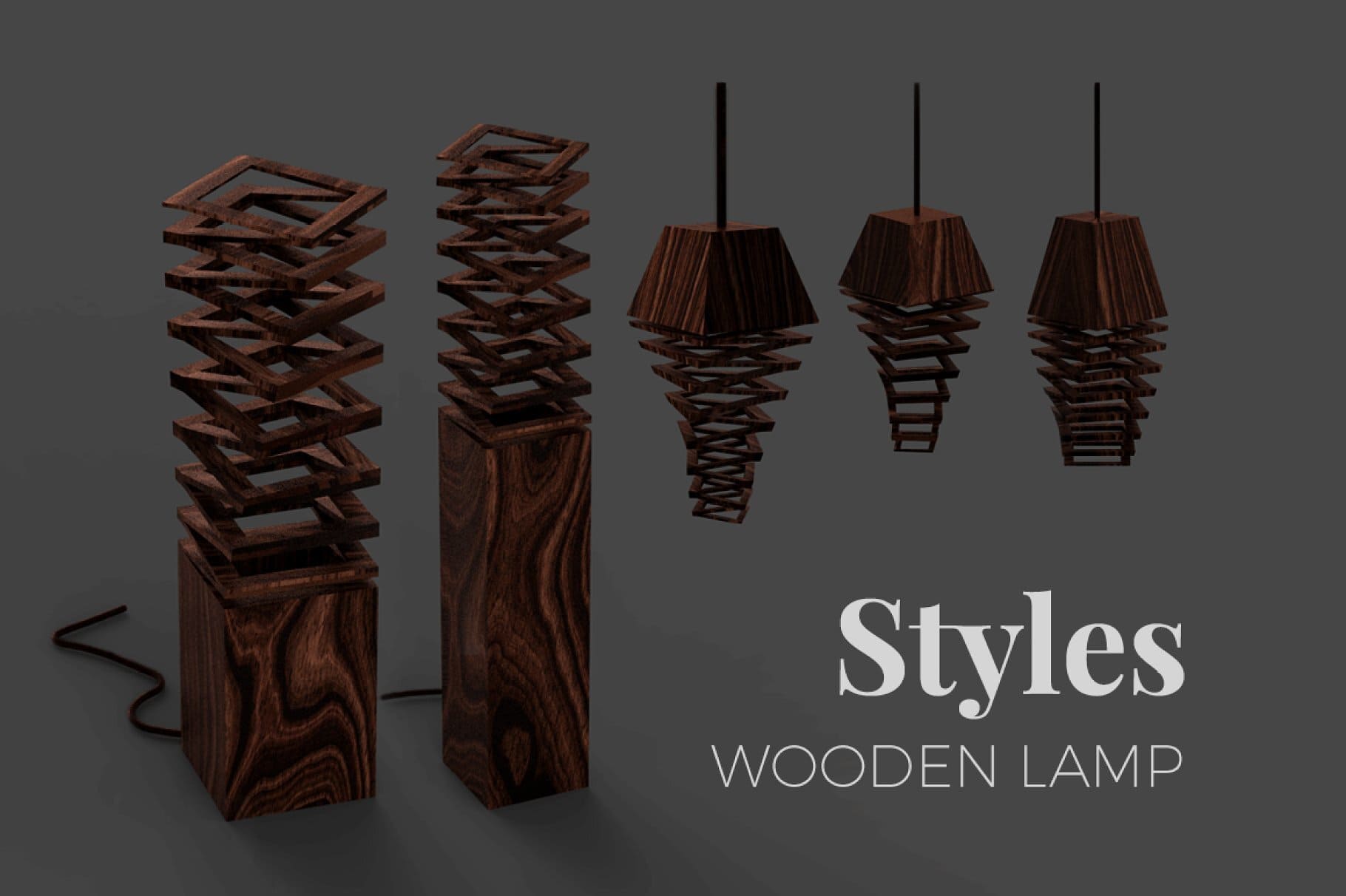 Stylish spiral-shaped wooden lamps.