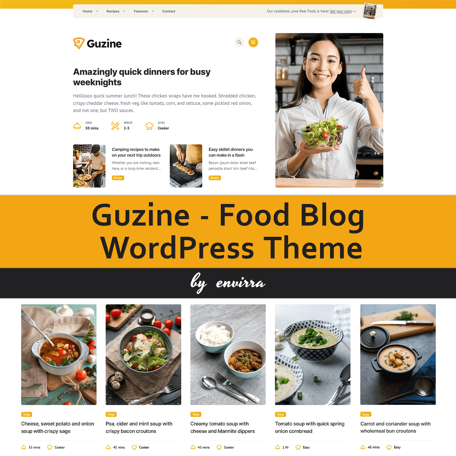 Guzine – food blog wordpress theme.