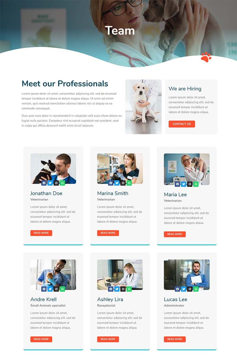 Image gallery of Med pets template kit for elementor.