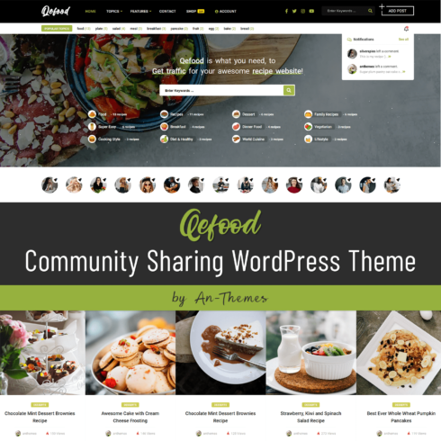 Qefood - Community Sharing WorldPress Theme, main picture 1500x1500.