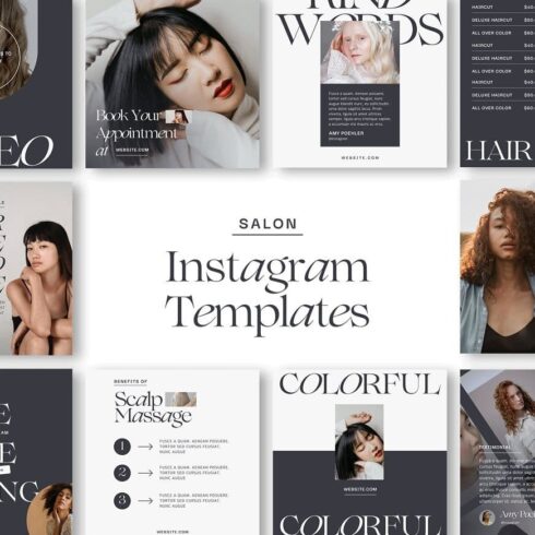Salon Instagram template with images of models.