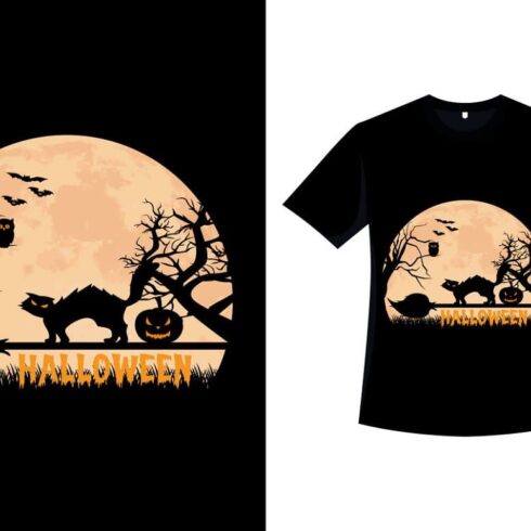 Halloween Scary Cat T-shirt Design.