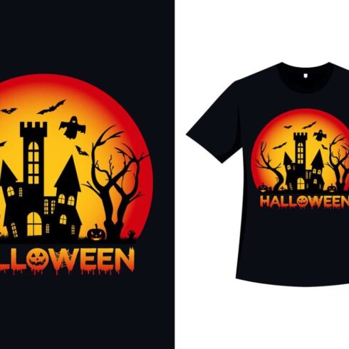 Two images of the Halloween Retro Vintage T-shirt.