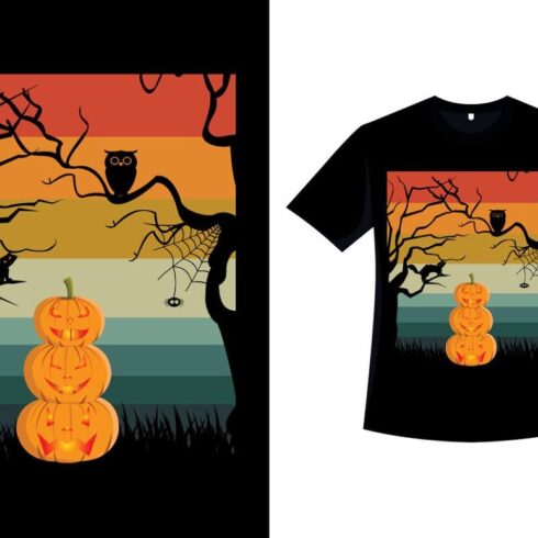 Halloween Retro Color T-shirt Design.