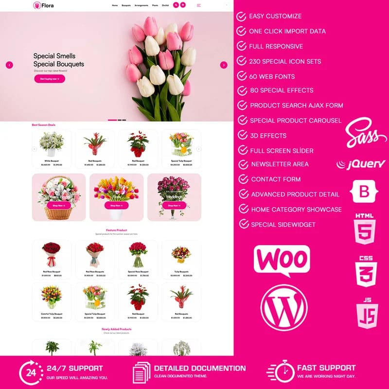 Special smells and special bouquets of Flora - Flower Shop WooCommerce WordPress Theme.