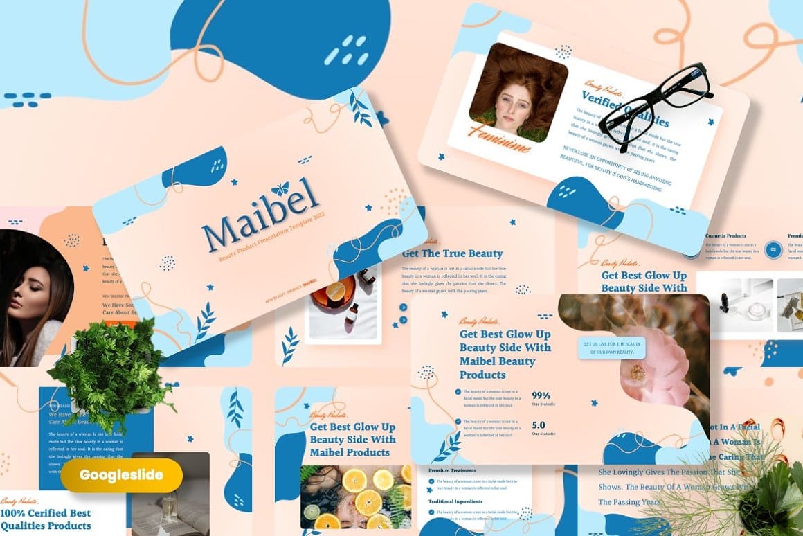 Many google slides - Maibel beauty products.