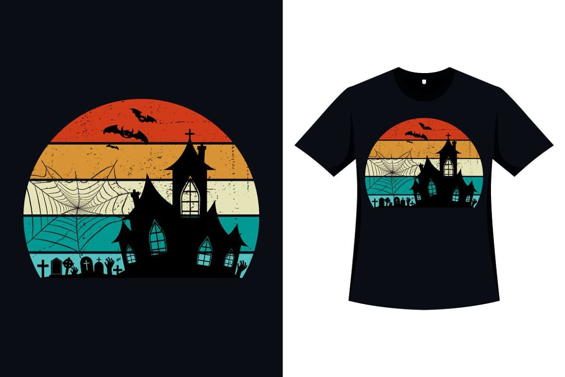 Halloween Retro Shirt Vector Design.