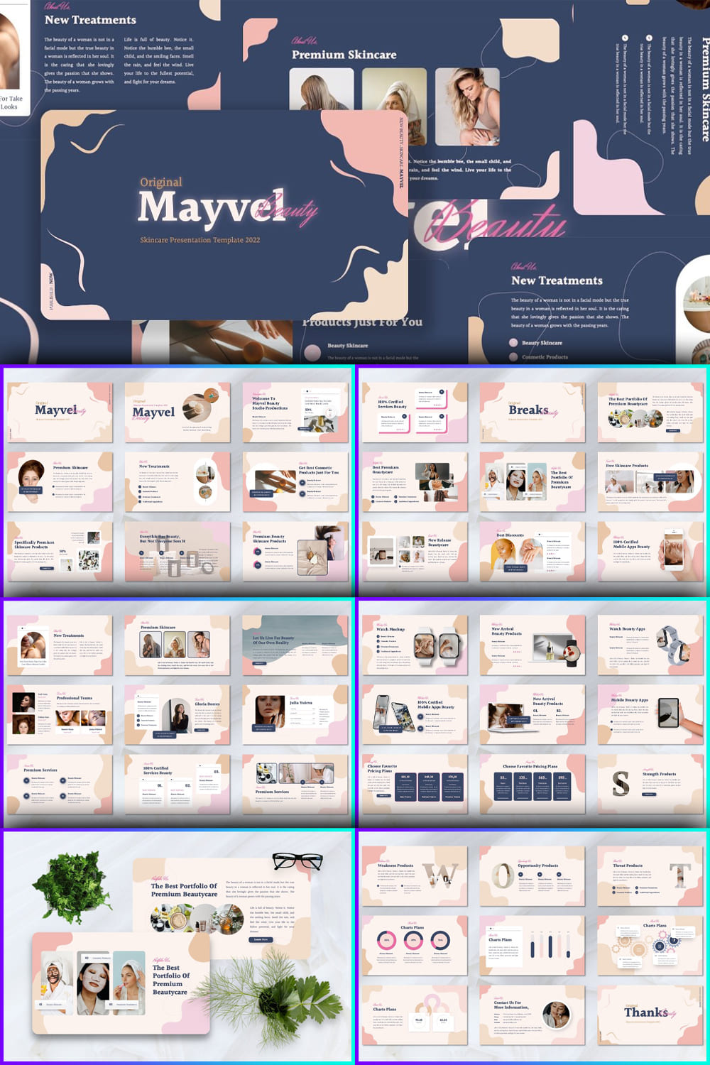 Preview Original Mayvel beauty skincare presentation template on the gadgets.
