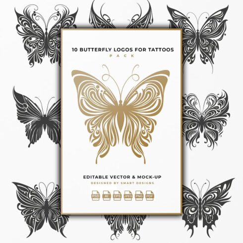 Amazing butterfly logos editable vector and mock-up.
