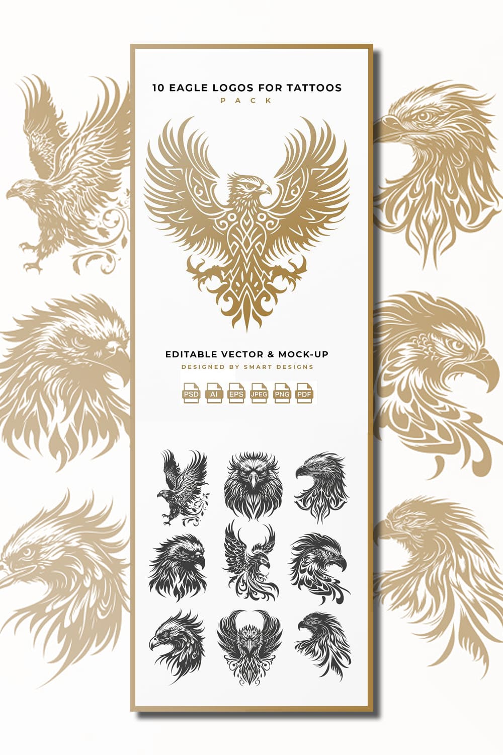 10 eagle logos for tattoos pack.