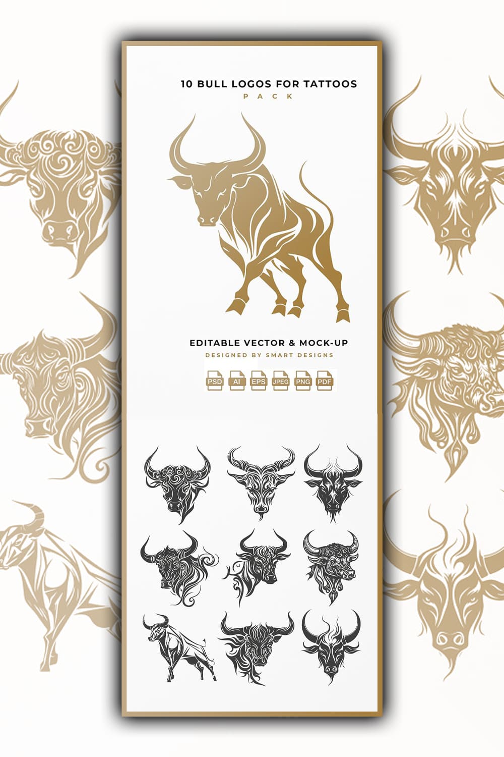 Black and beige bull logos designed by Smart Designs.