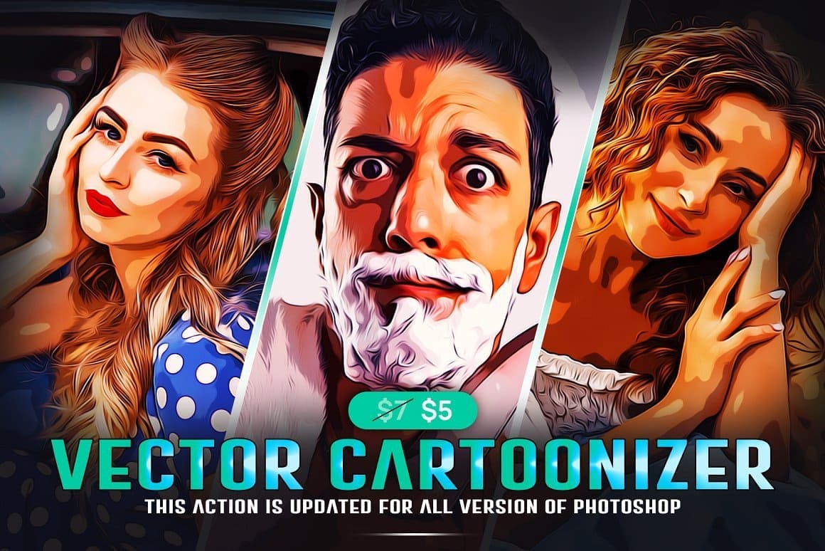 Vector Cartoonizer, This action is updated for all version of photoshop.