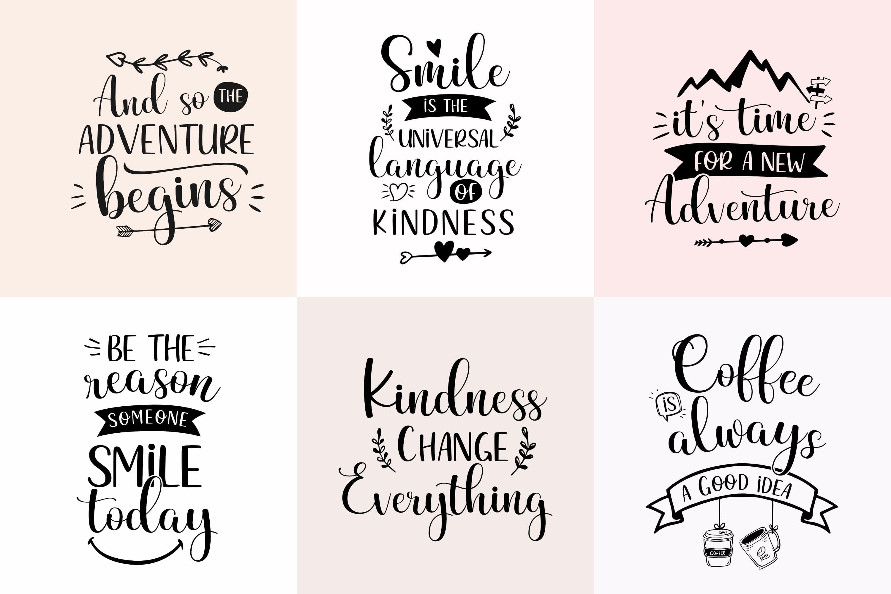 Six square banners "Smile is the Universal language of Kindness".