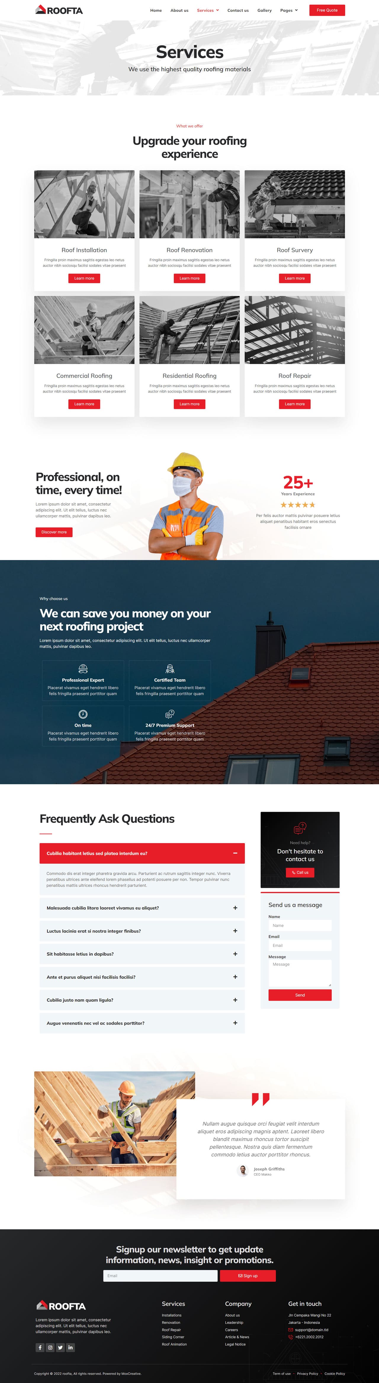 An article “We can save you money on your next roofing project”.