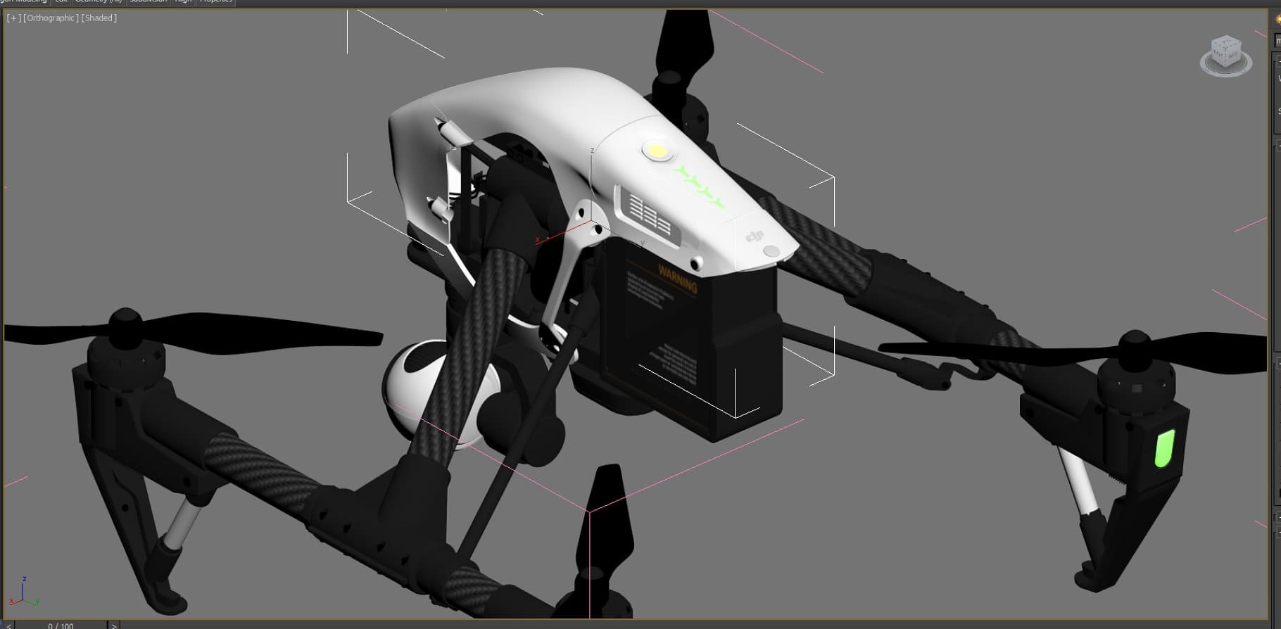 Quadcopter with high-quality elements for perfect operation of the device.