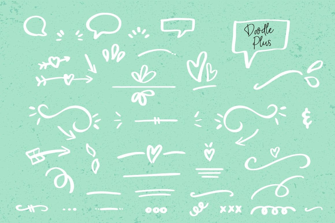 Image of lines, hearts and squiggles by Yesmina | Font & Logos + Doodle.
