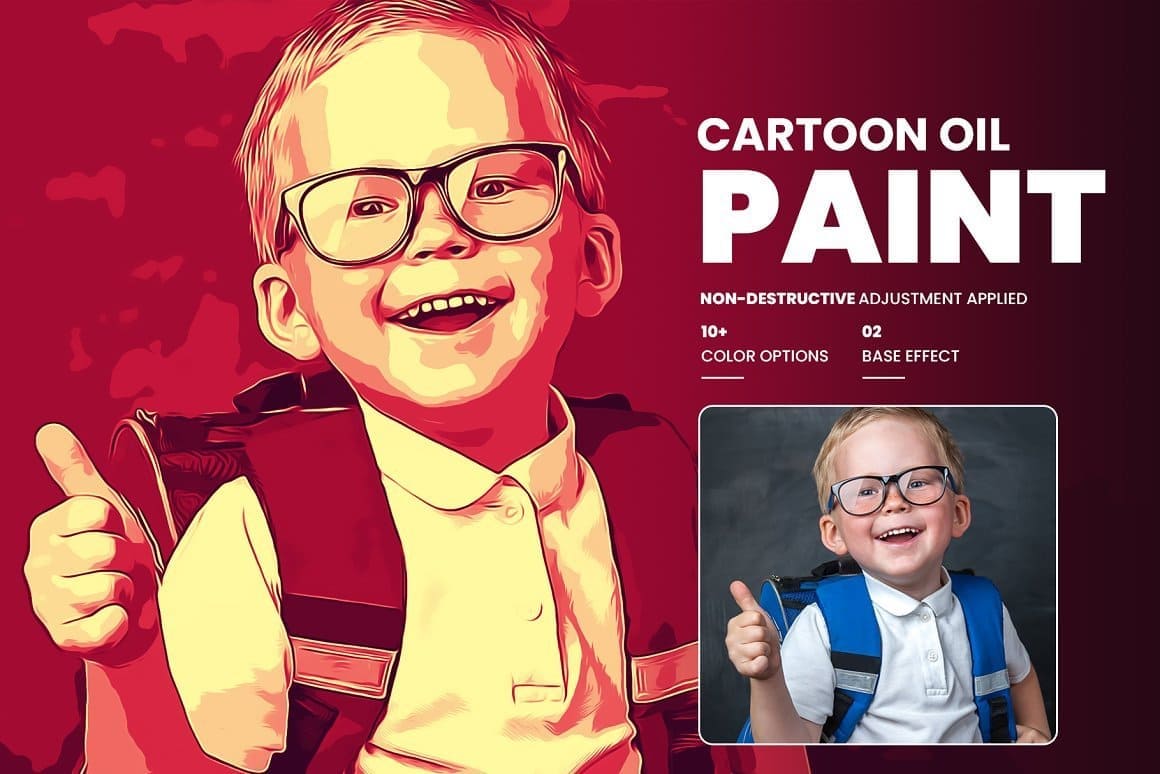 A cartoon drawing of a boy in red colors.