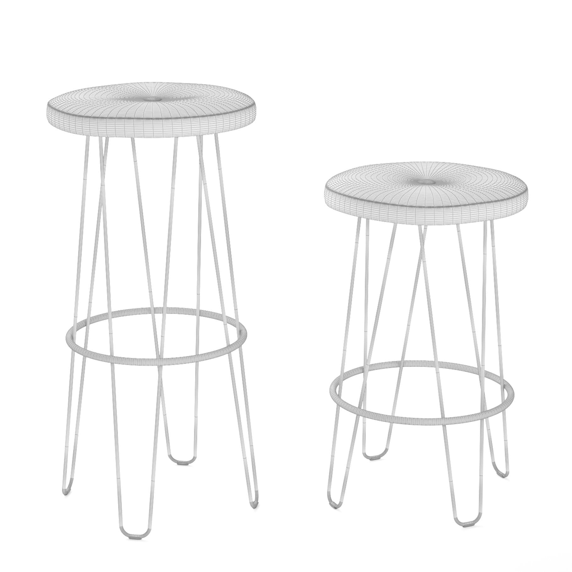 3D model of chairs with metal legs.