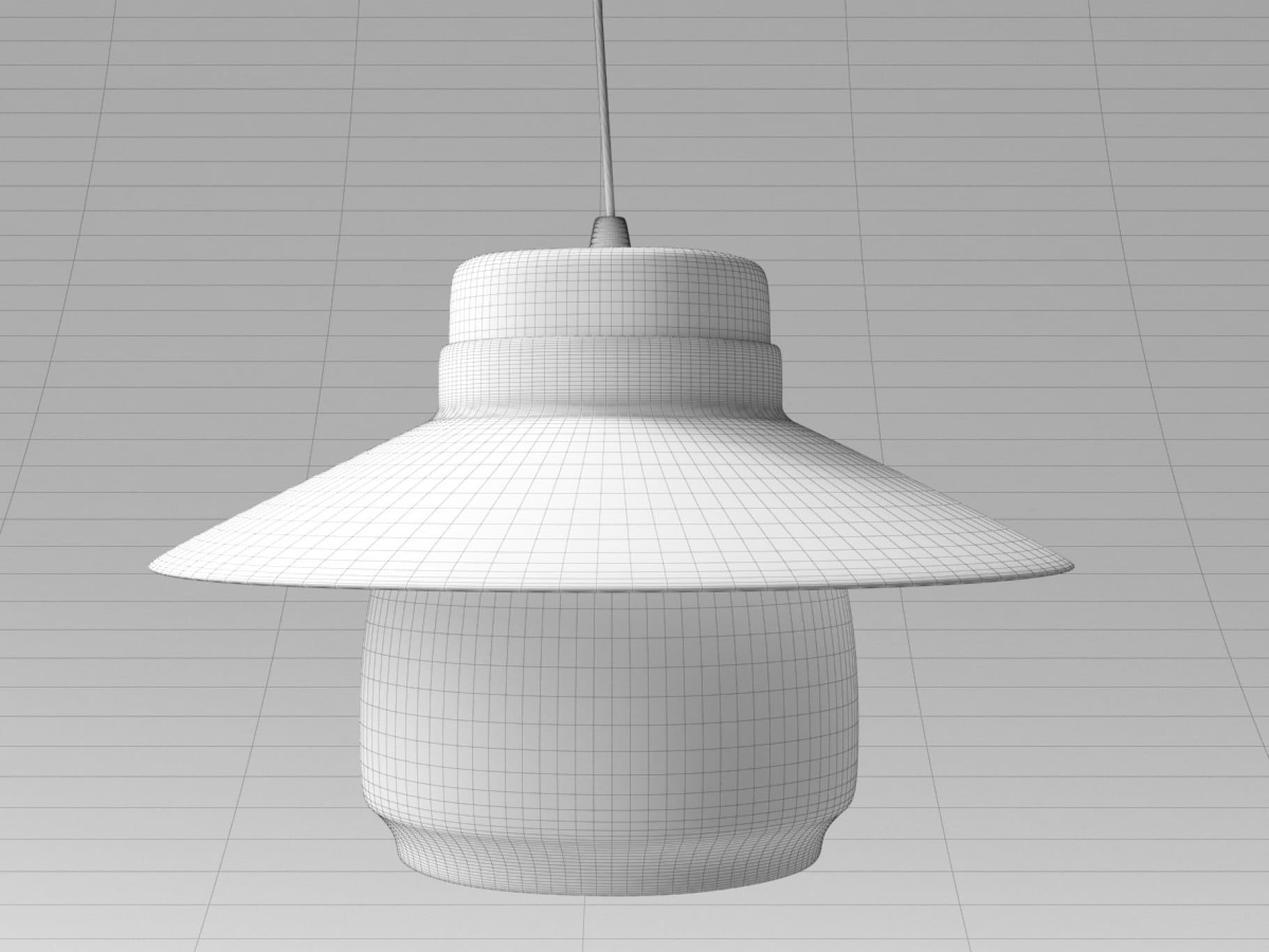 A large mesh model of the Lento lamp with a thick middle.