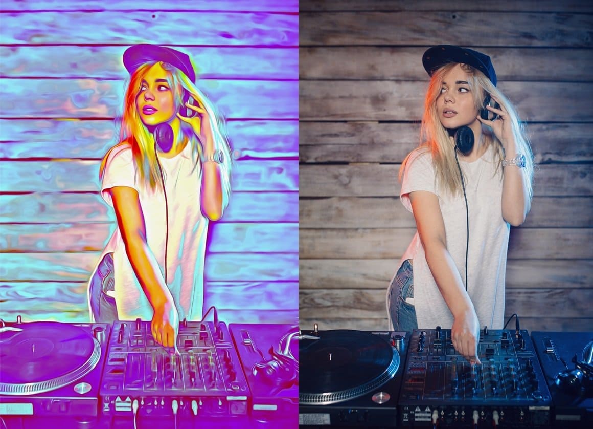 Image of a DJ with Digital painting Photoshop action.