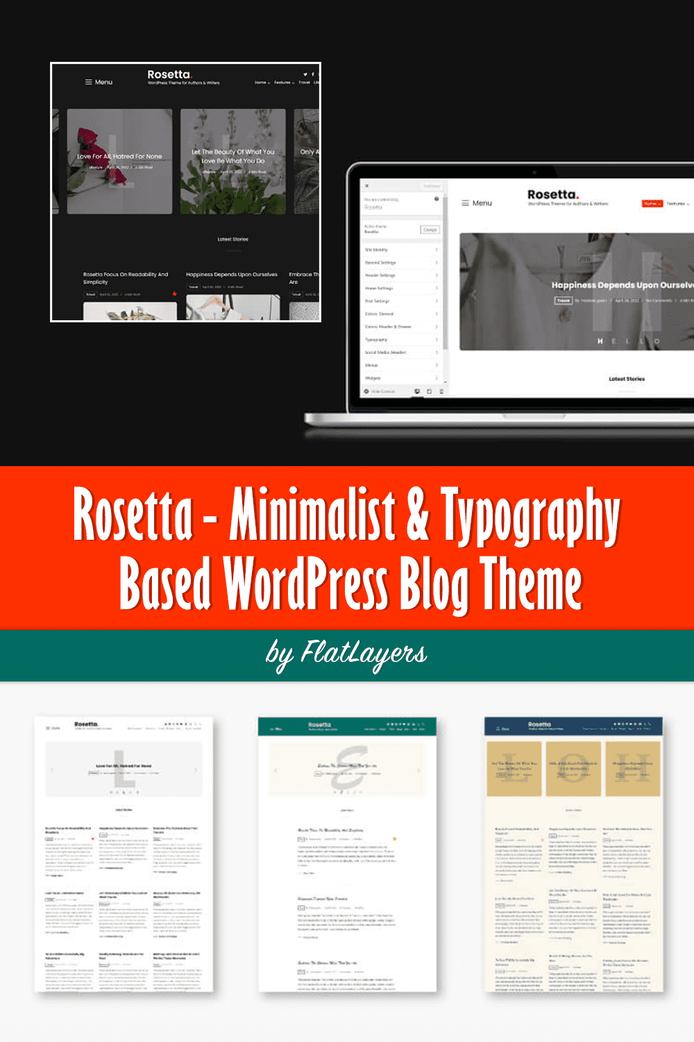 Rosetta is a minimalist and typography-based WordPress blog theme.