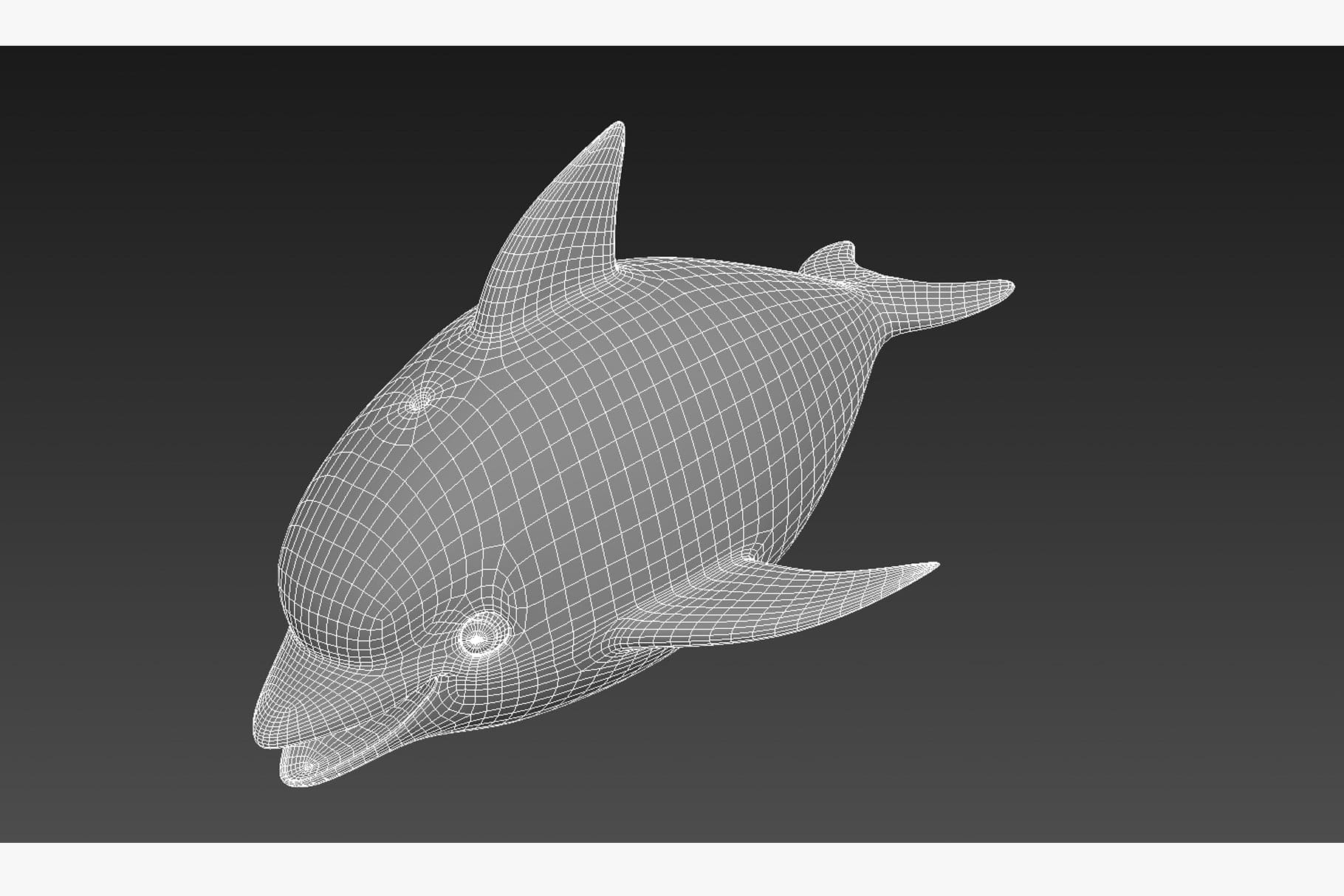Dolphin leaning face forward, mesh pattern.