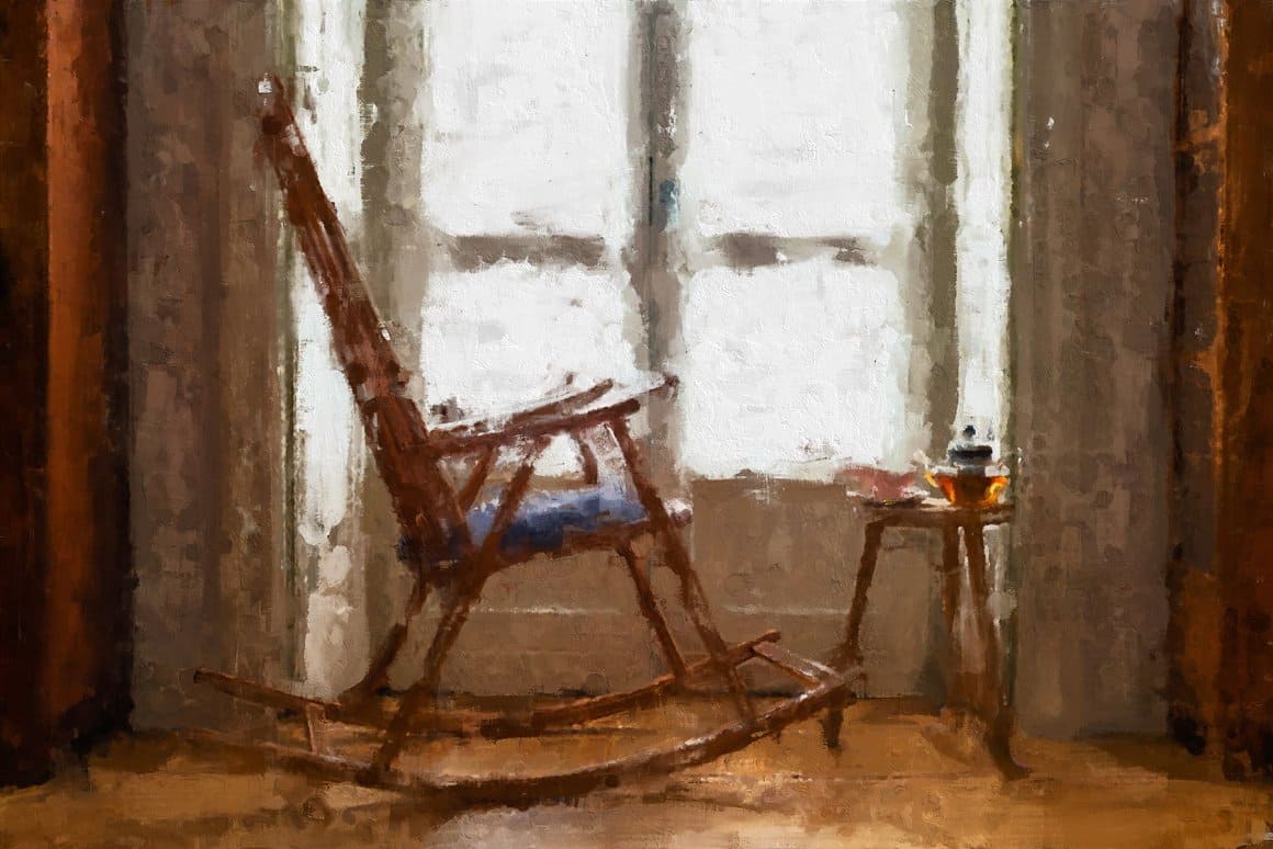 Rocking chair image with Painted Photoshop Effect.