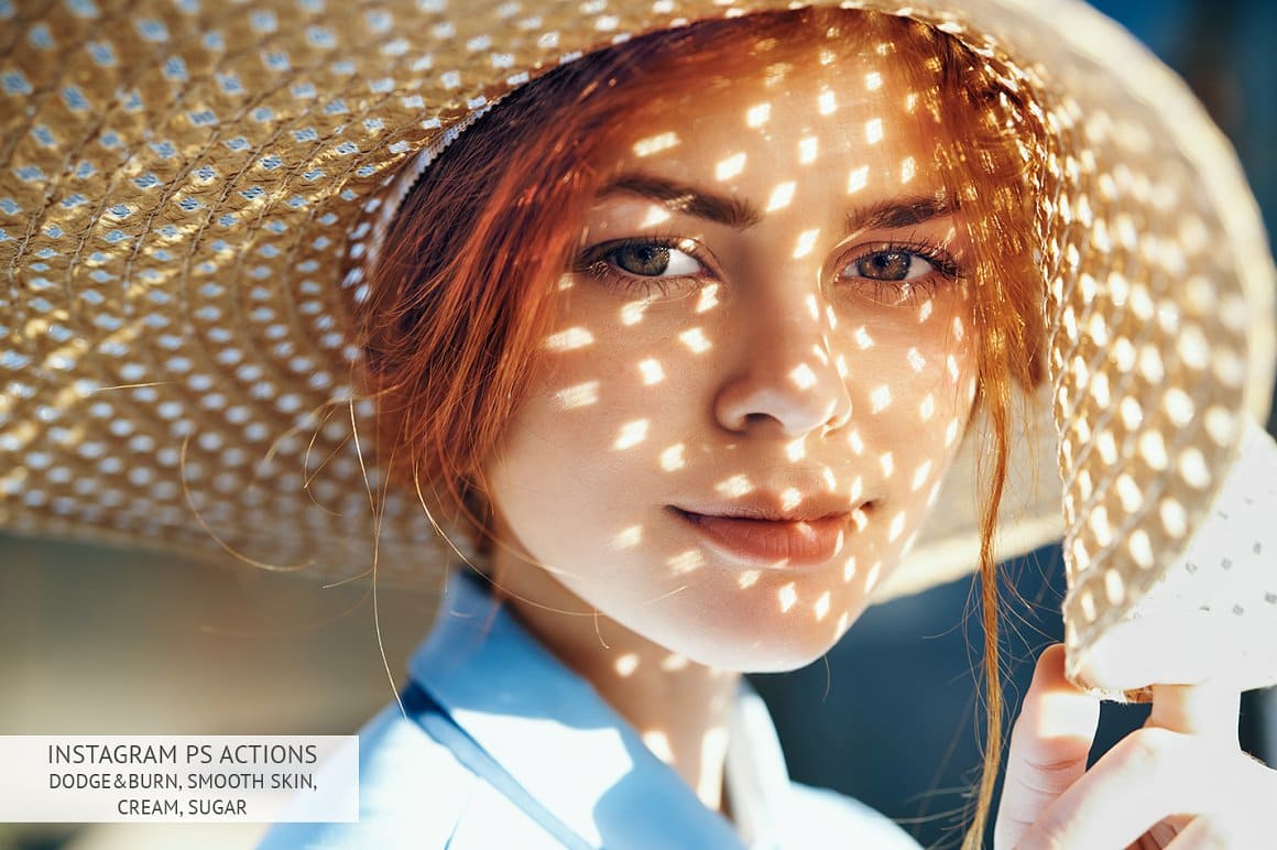 Photo of a girl in a straw hat processed in Photoshop.