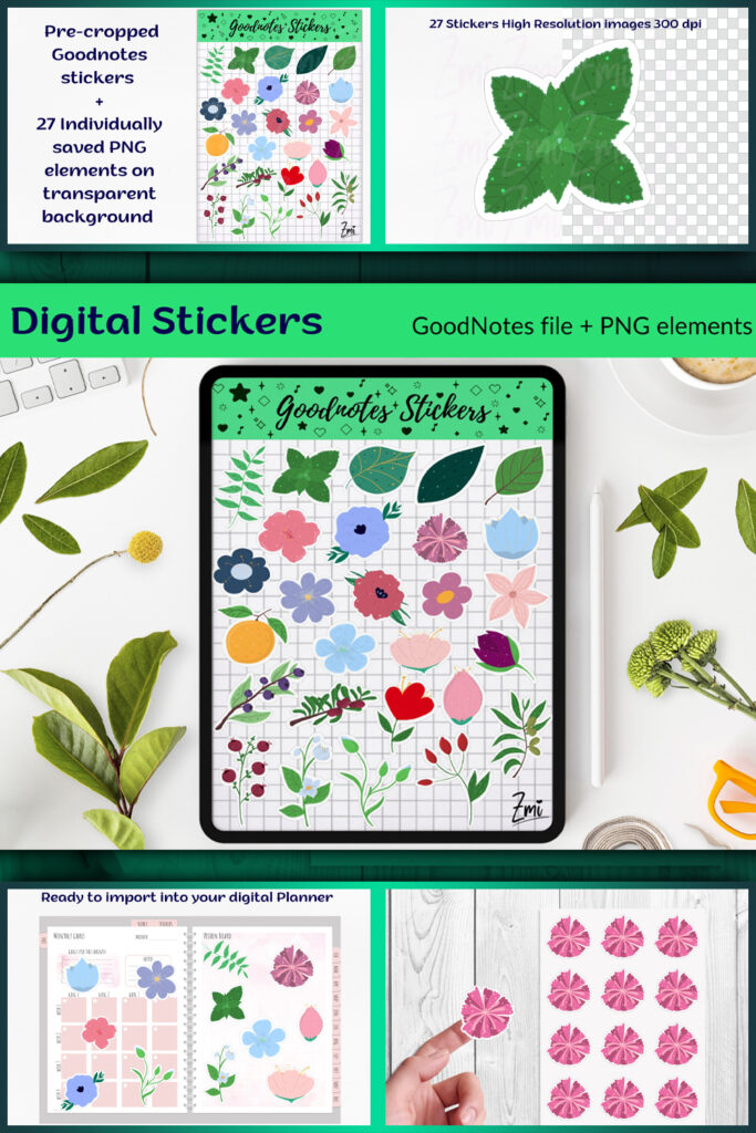 Botanical Digital Stickers PNG And GoodNotes File – MasterBundles