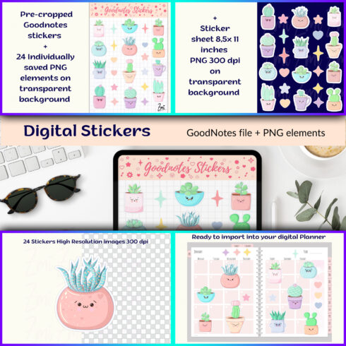 Images preview kawaii cactus succulent digital stickers and goodn.