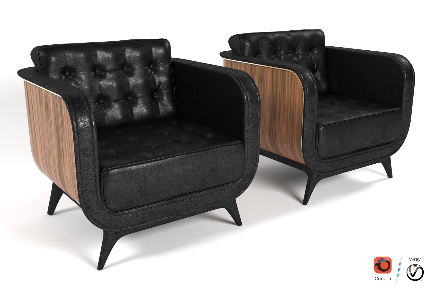 Black leather chairs.