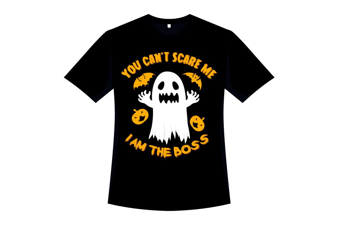 Black t-shirt with print of ghost.