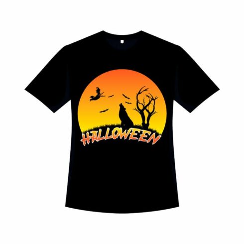 Black t-shirt with the image of Halloween.