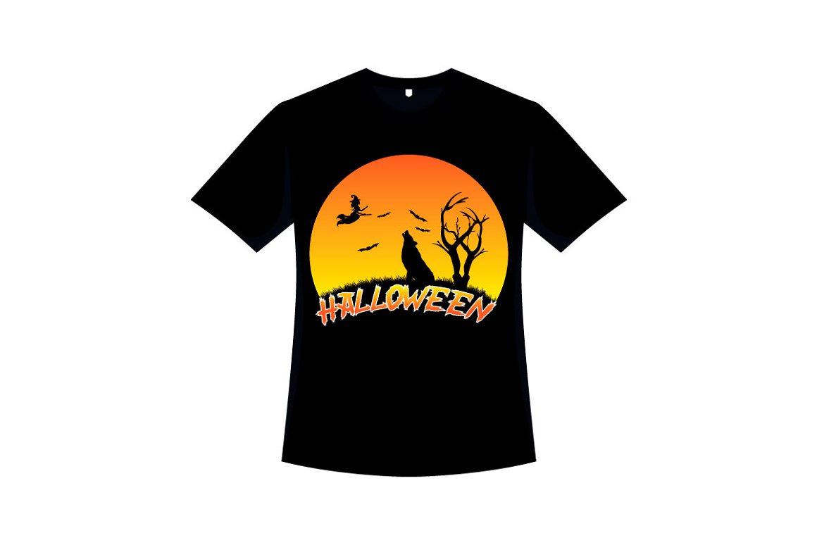 Black t-shirt with the image of Halloween.