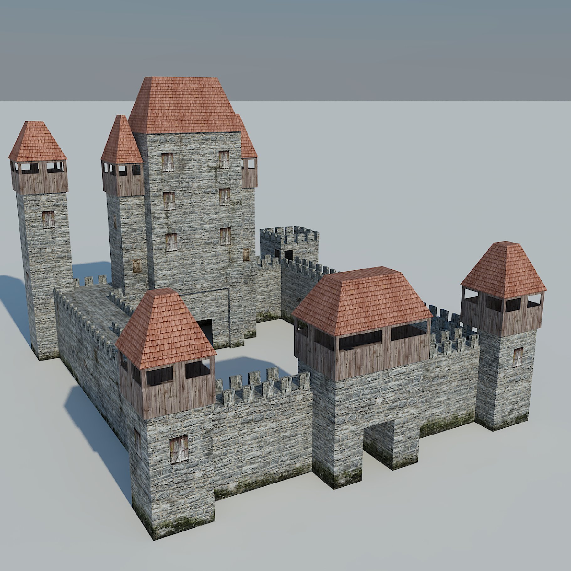 Picture of a castle with brown tiles.