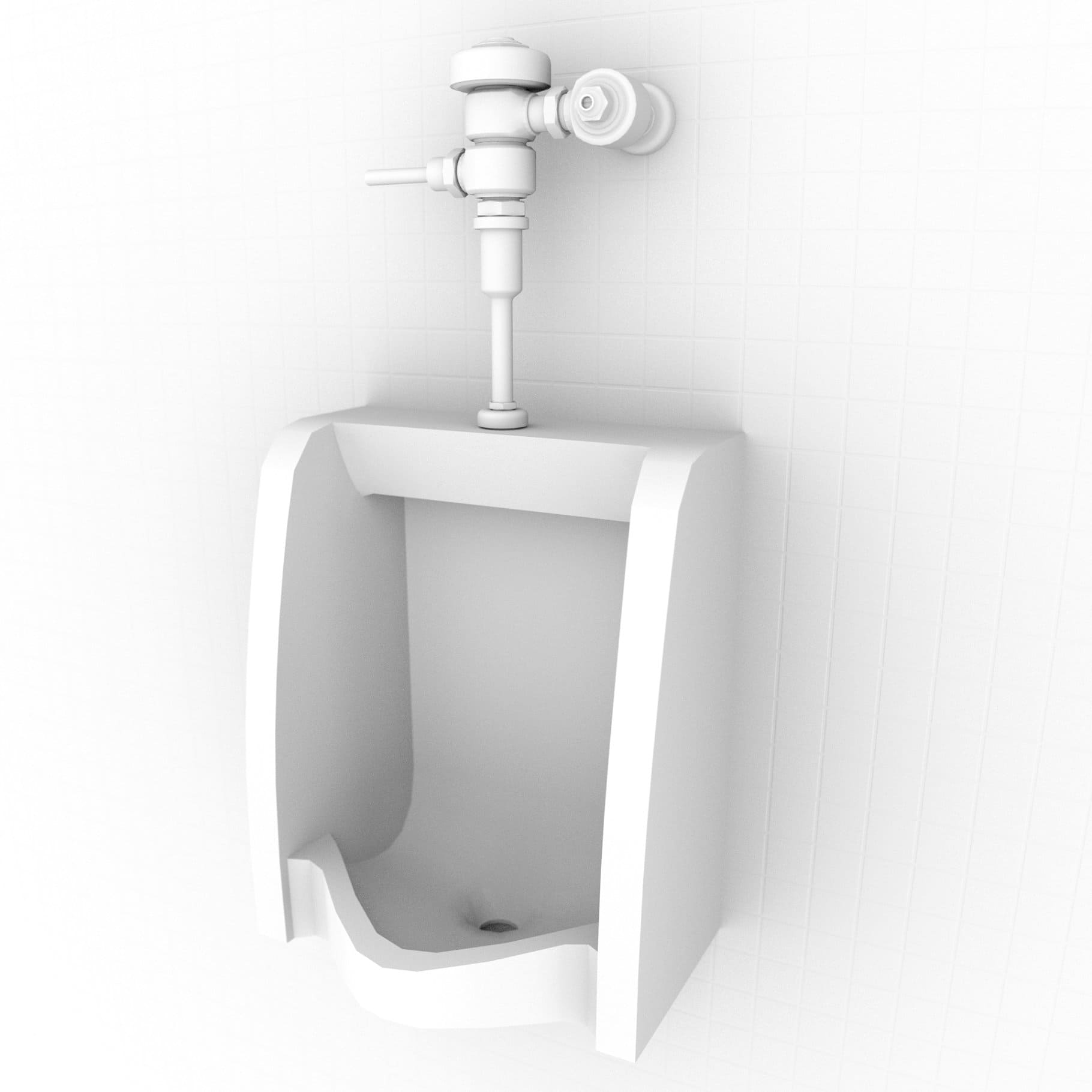 3D model of a urinal in white color.